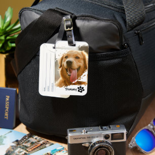 Custom Pet Photo & Name Luggage Tag – Travel Gift