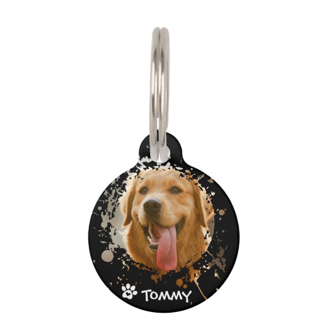 Custom Pet Photo & Name Round Tag – Modern Design (Back)