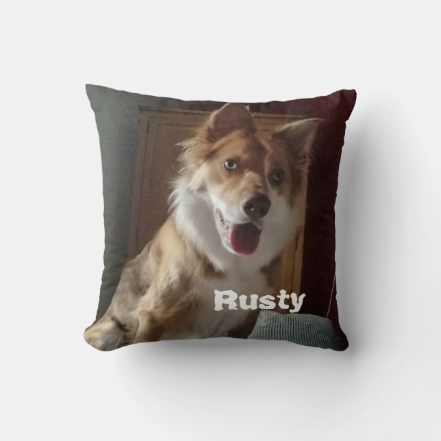 Custom Pet Photo/ Name Throw Pillow (Front)