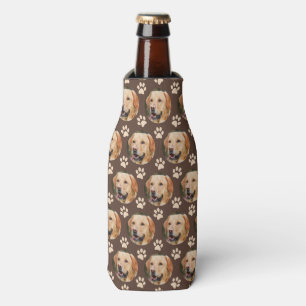 Custom Pet Photo Pattern Dog Brown Bottle Cooler
