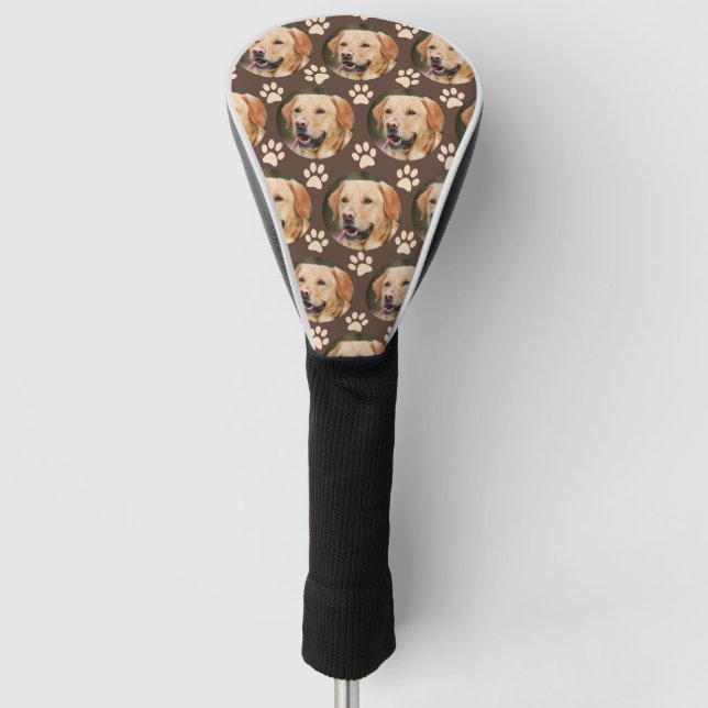 Custom Pet Photo Pattern Dog Brown Golf Head Cover (Front)