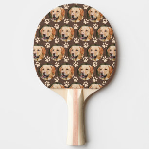Custom Pet Photo Pattern Dog Brown Ping Pong Paddle