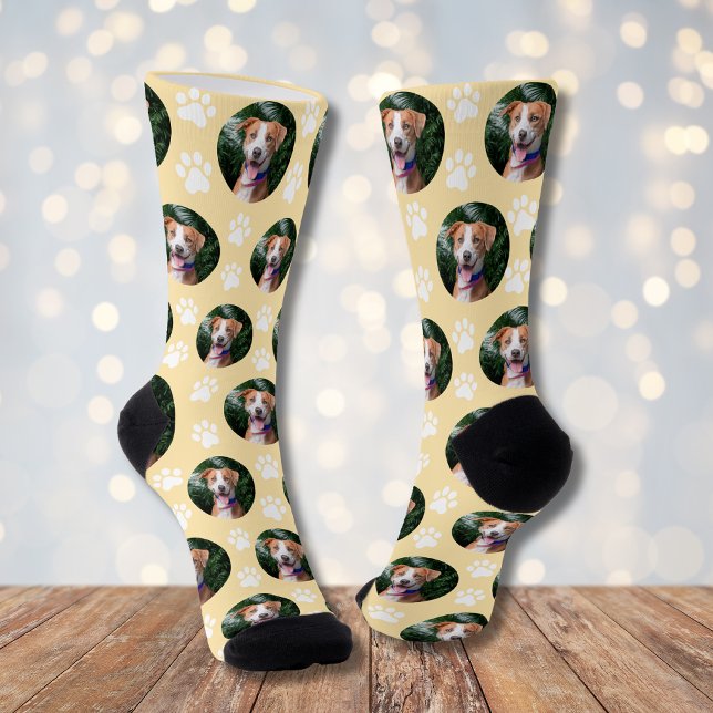 Custom Pet Photo Paw Print Pattern Socks (Creator Uploaded)