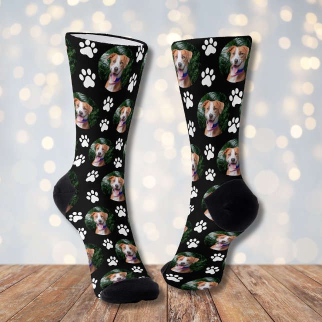 Custom Pet Photo Paw Print Pattern Socks (Creator Uploaded)