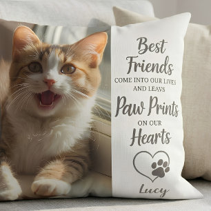 Custom Pet Photo "Paw Prints on Our Hearts Throw Pillow