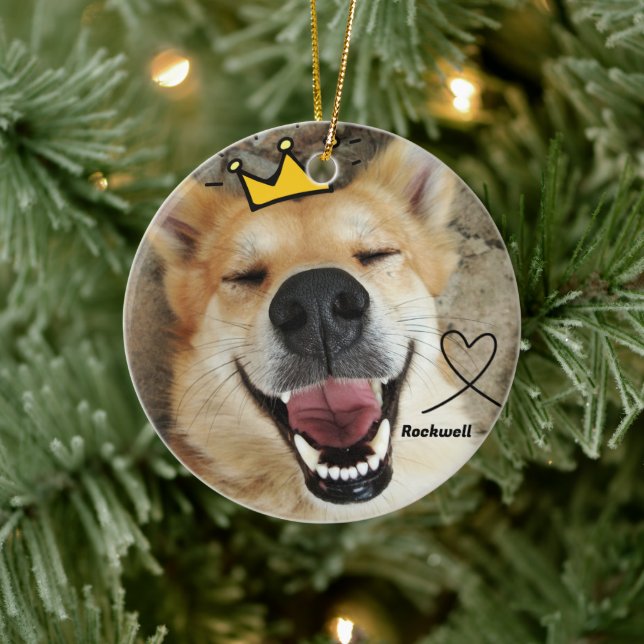 Custom Pet Photo Personalized Dog Lover Keepsake  Ceramic Ornament (Tree)