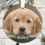 Custom Pet Photo Personalized Dog Lover Keepsake Ornament<br><div class="desc">Celebrate your best friend with a personalized photo memorial or keepsake . Customize with your own photo, and name. Customize with favourite dog or cat's photos, and name . Ornament is double sided, same photo each side. Personalize name on the front, and year on the back. COPYRIGHT © 2020 Judy...</div>