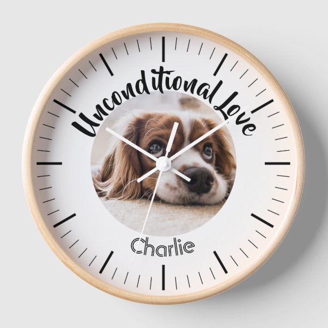 Custom pet photo personalized dog name dog photo  clock (Front)