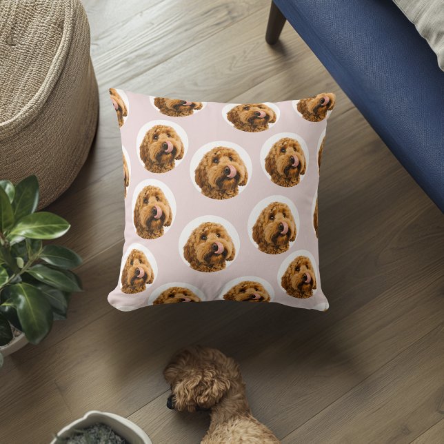 Custom Pet Photo | Personalized Pink  Throw Pillow (Creator Uploaded)