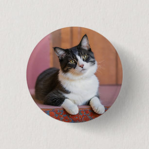 Custom Pet Photo Picture Upload Cute Adorable Cat 1 Inch Round Button