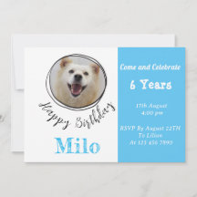 Custom Pet Photo Puppy Dog Birthday Invitation