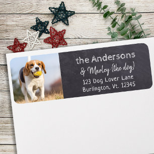 Custom Pet Photo Rustic Chalkboard Return Address
