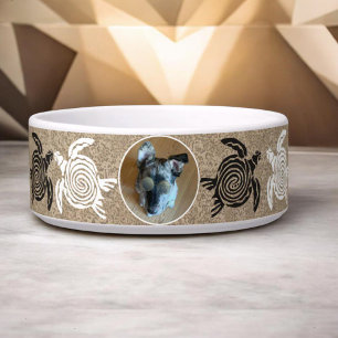 Custom Pet Photo Sandy Beach Turtles Bowl