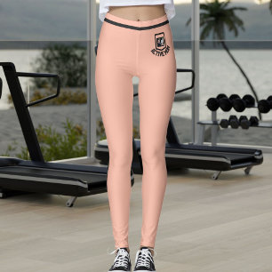 Custom Pet Photo Soft Peach Coral Black Stripes Leggings