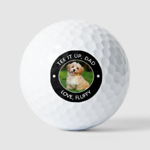Custom Pet Photo Tee It Up Dad Black Golf Balls