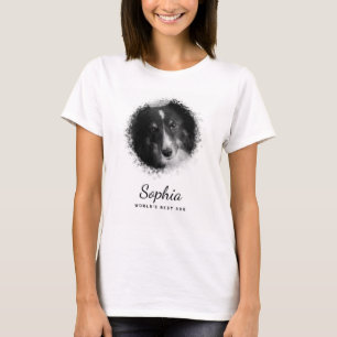 Custom Pet Photo Template & Custom Text In Black T-Shirt