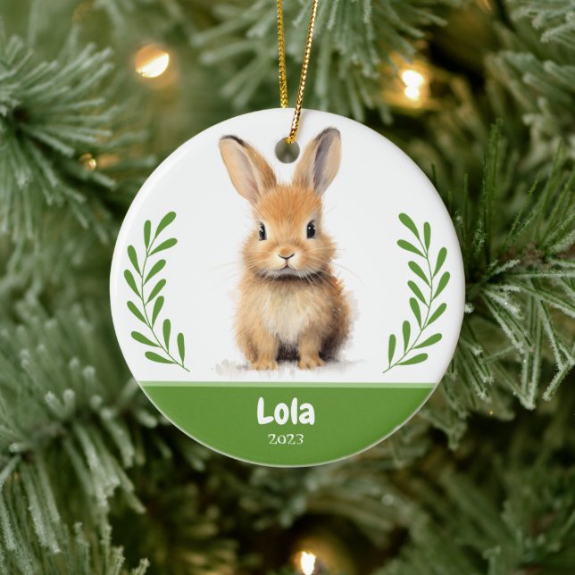 Custom Pet Photo with branch Christmas Ceramic Orn Ornament (Tree)