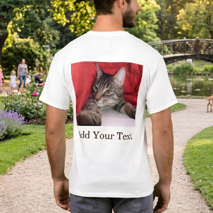 Custom Pet Photo With Funny Text Personalized Cat T-Shirt