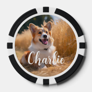Custom Pet Photo with Name Poker Chips