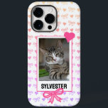 Custom Pet Portrait Cute Pink Ribbon Heart Photo Case-Mate iPhone 14 Pro Max Case<br><div class="desc">Treasure your cherished pet memories and add a touch of adorable charm to your everyday life with this captivating custom phone case featuring a personalized pet portrait framed in a retro instant photo style, adorned with delicate pink ribbons and hearts. This heartwarming design exudes a sense of nostalgia, love for...</div>