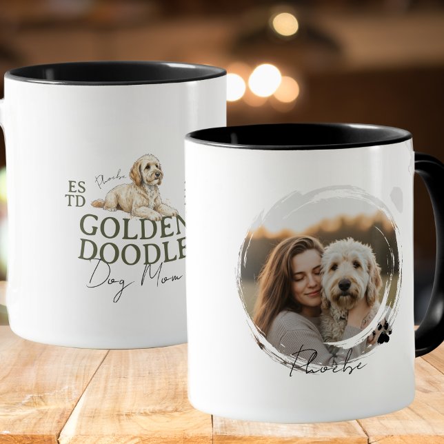 Custom Pet Portrait Dog Mom Golden Doodle Mug (Elevate your kitchen set with this Custom Pet Portrait Dog Mom Golden Doodle mug! )