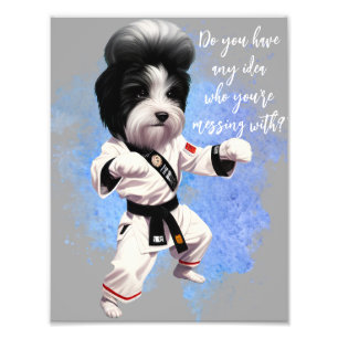 Custom Pet Portrait, Funny Karate Shih Tzu Dog Photo Print