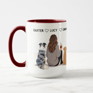 Custom Pet Portrait Mug with Woman – Full Body Dog