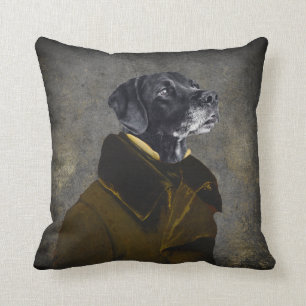 Custom Pet Portrait Painting Distinguished Man Throw Pillow