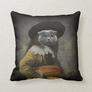 Custom Pet Portrait Painting Fancy Antique Man Throw Pillow