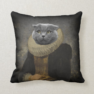 Custom Pet Portrait Painting Lady Ruffle Throw Pillow