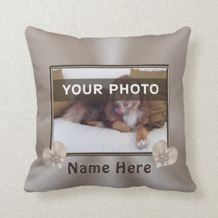 Custom Pet Portrait Pillow, Your PHOTO and NAME Throw Pillow