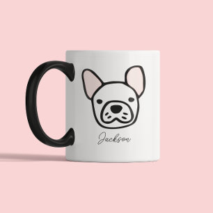 Custom Pet Portrait Stylish Dog Mom Frenchie Two-Tone Coffee Mug