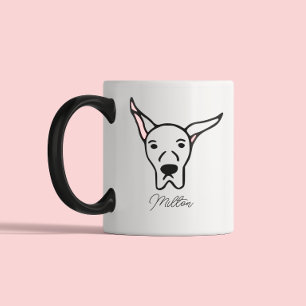 Custom Pet Portrait Stylish Dog Mom Great Dane Two-Tone Coffee Mug