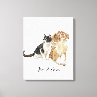 Custom Pet Portrait Watercolor Canvas Print