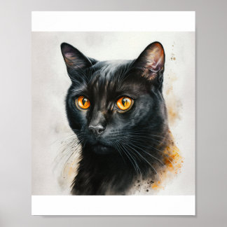 Custom Pet Portrait, Watercolor Cat Painting Poster