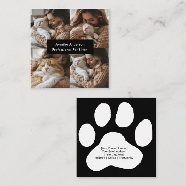 Custom Pet Sitter Business Card with 4 Photos  (Front/Back)