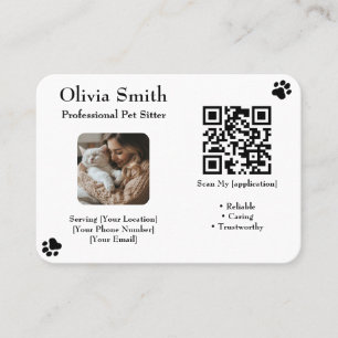 Custom Pet Sitter Business Card with Photo & QR 