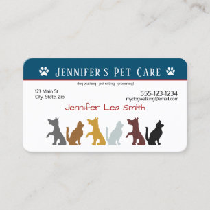 Custom Pet Sitting Business Cards - Dogs & Cats