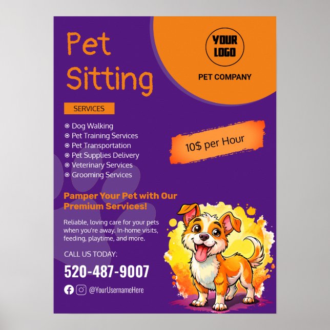 Custom Pet Sitting Business Poster (Front)