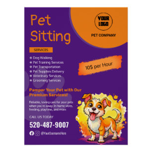 Custom Pet Sitting Glossy Poster