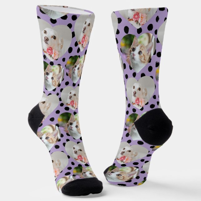 Custom Pet Socks Dog Mom Gift 2 Photos Cat Mom (Angled)