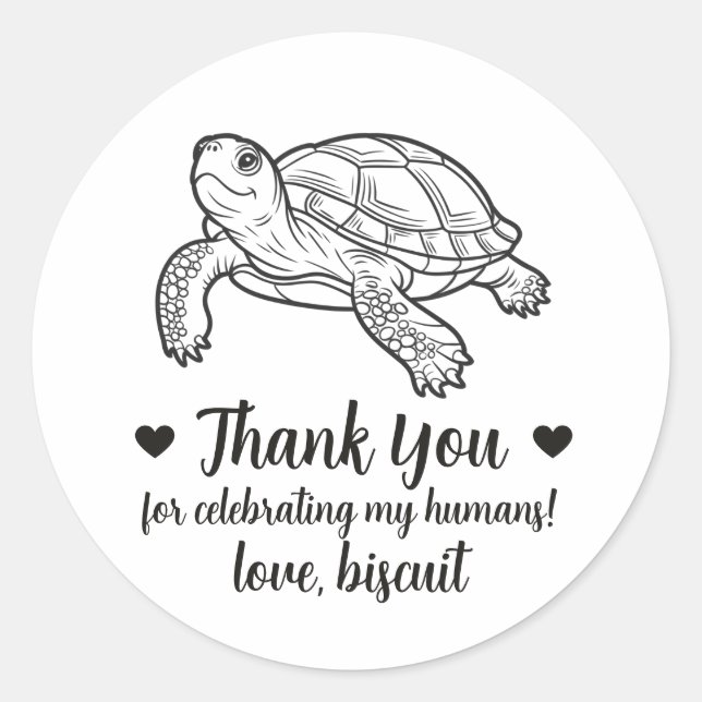 Custom Pet Turtle Wedding Favour Stickers (Front)