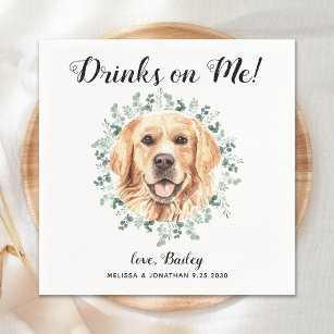 Custom Pet Wedding Dog Open Bar Golden Retriever Napkin