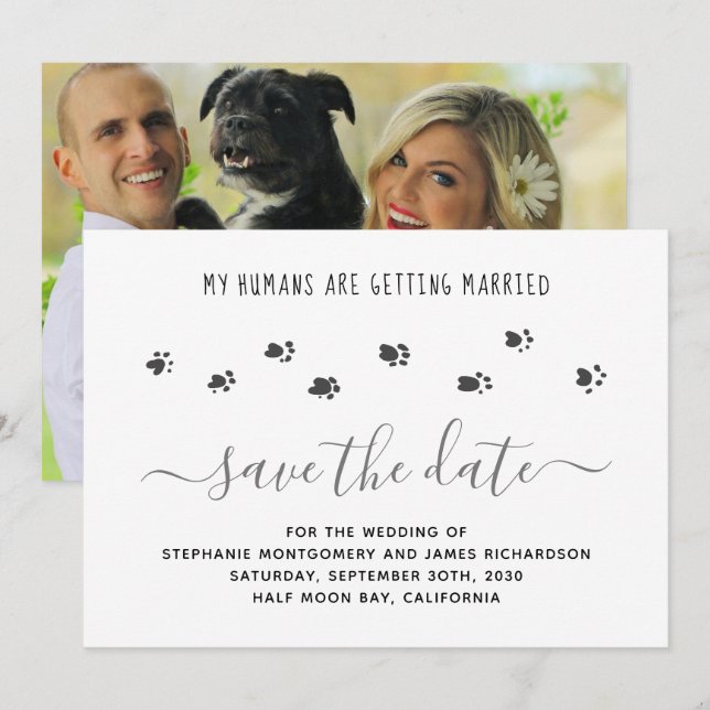 Custom Pet Wedding Photo Save The Date (Front/Back)