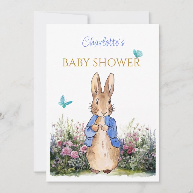 Custom Peter le lapin Baby shower Invitation (Devant)