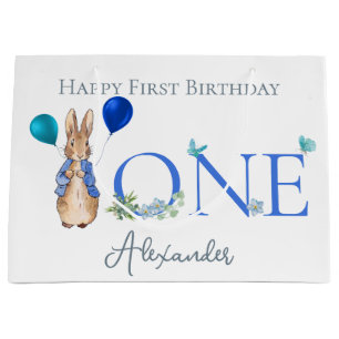 Custom Peter the rabbit 1st Birthday Large Gift Bag