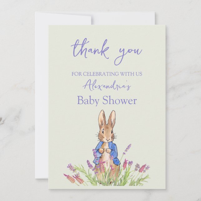 Custom Peter the rabbit Baby shower Thank You Card (Front)