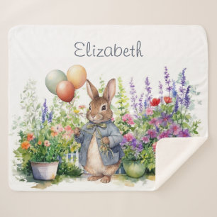 Custom Peter the rabbit balloons garden Sherpa Blanket
