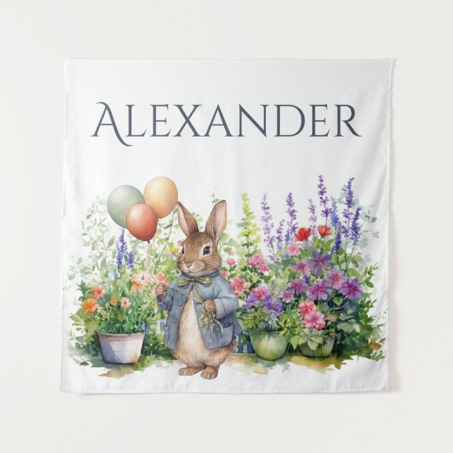 Custom Peter the rabbit balloons garden Tapestry (Front)