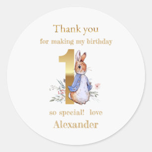Custom Peter the rabbit Thank you Classic Round Sticker